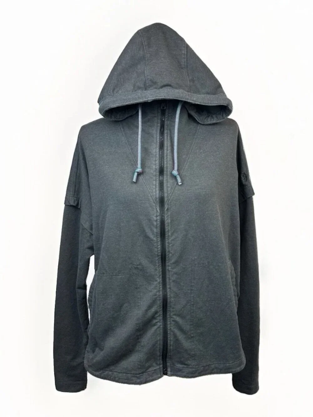 Free People All Your Love Hoodie Black Large L Oversized Full Zip Sweatshirt